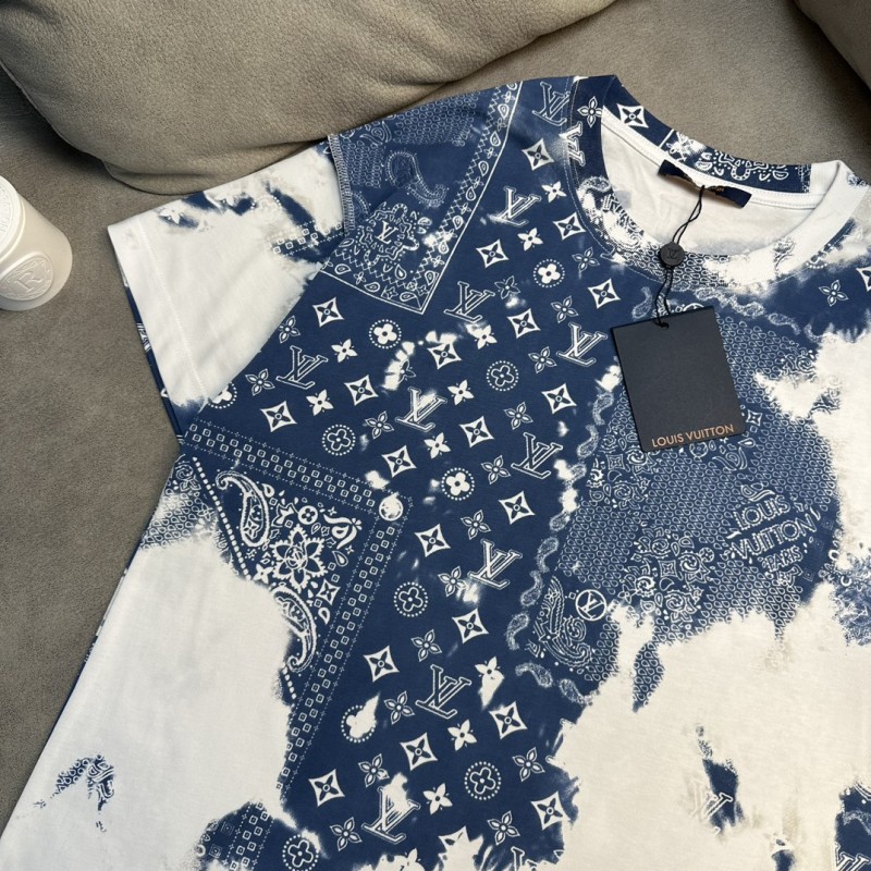 Louis Vuitton 2023 Nouveau T-Shirt À Manches Courtes Bleu Dégradé